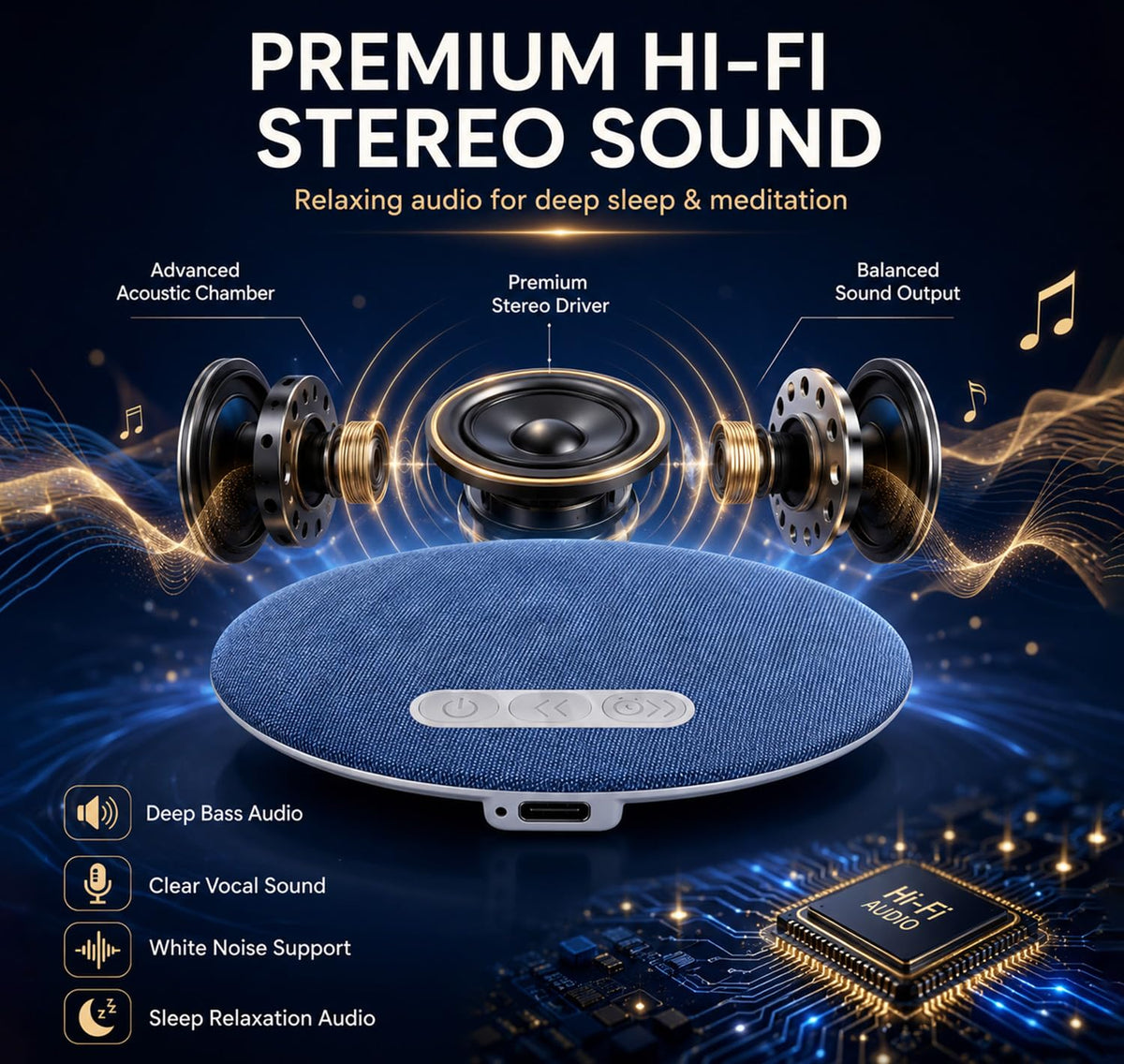Pillow Speaker for Sleeping, Wireless Sleep Aid with White Noise